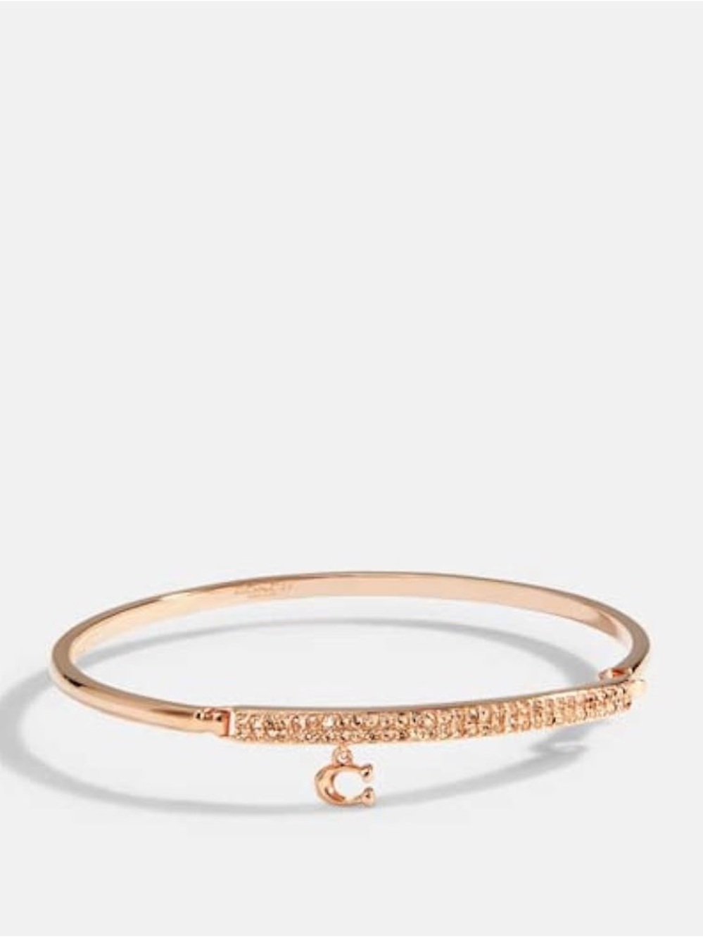 Coach Rose Gold-tone Crystal Pavé Slim Bangle Bracelet